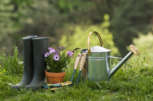Essential garden tools laid out in Mill Hill